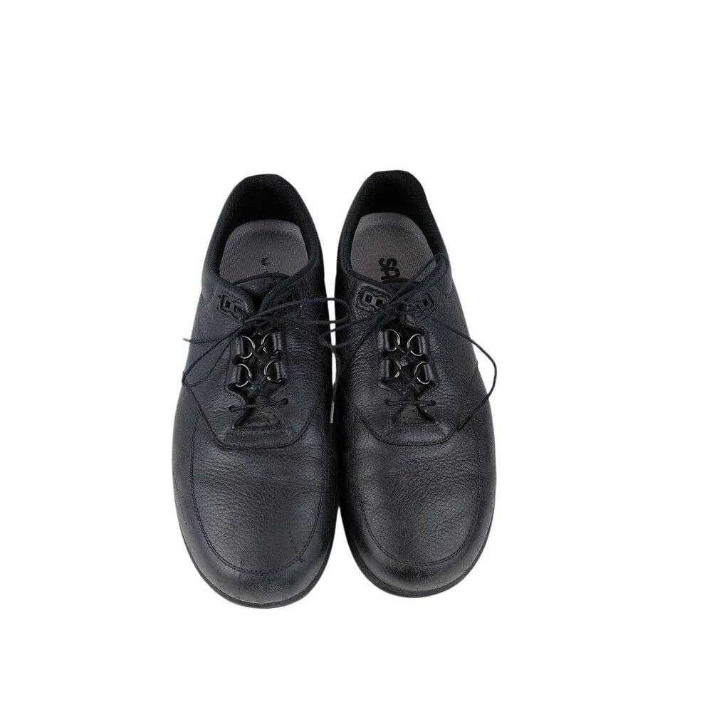 SAS Bout Time Mens 10 W Black Leather EZ Lace Up Comfort Casual Loafer Shoes